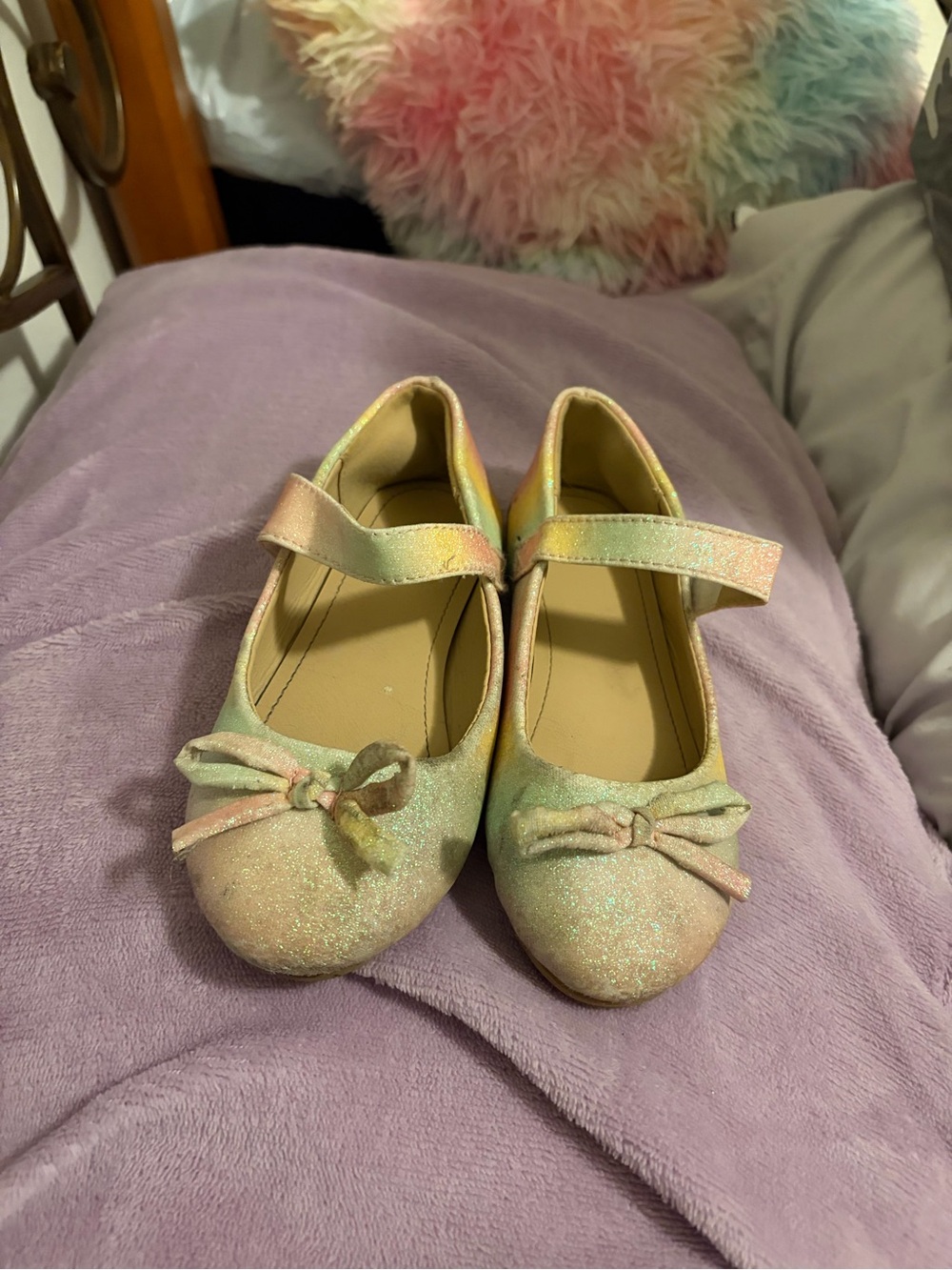 Girls' Pastel Glitter Mary Jane Flats with Bow